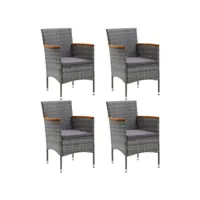 lot de 4 chaises  chaises de salle à manger chaise de jardin  résine tressée gris meuble pro frco95357