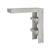 table de bar, table haut, table de cuisine murale gris béton 102x45x103,5cm bois d'ingénierie togp27771