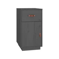 armoire de rangement, armoire de bureau gris 40x50x75 cm bois massif de pin pks95531 meuble pro