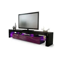 meuble tv noir et  violet 189 cm avec led (hxlxp) : 38 x 189 x 35 cm