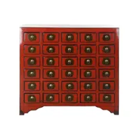 commode en bois rouge avec 30 tiroirs - largeur 105 x hauteur 98 x profondeur 44 cm