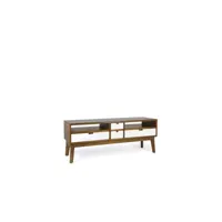 meuble tv 4 tiroirs bois bronze marron 140x40x50cm - bois-bronze - décoration d'autrefois