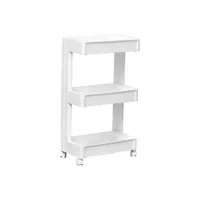 meuble de rangement blanc multifonction 3 niveaux sur roulettes h 79.5 cm - tendance