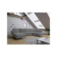 canapé d'angle panoramique rosali pieds industriel gris foncé angle droit
