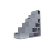 escalier cube de rangement hauteur 150cm  gris aluminium esc150-ga