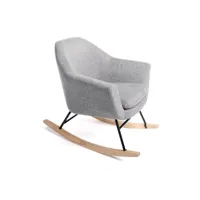 fauteuil, chaise à bascule berçant en tissu gris chiné scandinave pied en bois 73x69x75cm