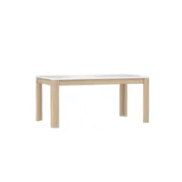 table extensible 160 à 206 cm blanc laqué décor bois clair - alexiane 65087237