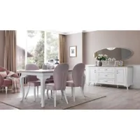 salle à manger oyku blanc et bois et 4 chaises roses azura-40464