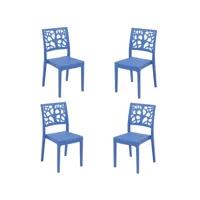 chaise de bar de cuisine empilable polypropylène teti bleu clair set 4