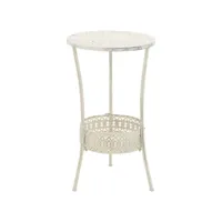 table de bistro table de jardin  table de bar style vintage ronde métal 40 x 70 cm blanc meuble pro frco87608