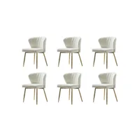 chaises de salle à manger en velours scandinave chaises modernes pour la cuisine avec pieds en métal, blanc, lot de 6