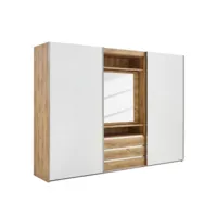 armoire de rangement coulissante marita chêne verre blanc miroir pivotant l 300 h 236 cm 20100891291