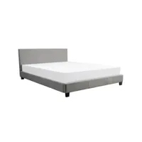 cadre de lit yoko avec tête de lit et sommier à lattes en tissu - gris foncé, largeur - 140 cm