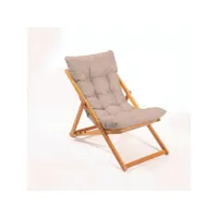 chaise de jardin purrault bois massif clair et tissu marron clair