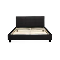 lit double charlotte avec sommier 140x190cm pvc noir