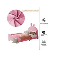 lit cabane enfant lit capitonné canapé-lit avec dossier accoudoir lit simple 90x200 cm rose