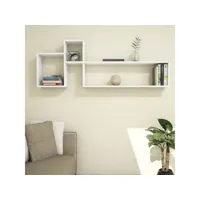 homemania étagère polite murale flottante, pour livres - pour salon, bureau - blanc en bois, 155 x 20 x 55 cm 432340