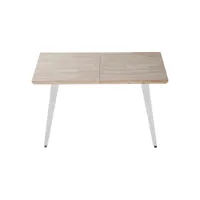 roble - table repas extensible bois et acier blanc l140-220