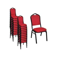 lot de 20 chaises de salle à manger empilable tissu rouge helloshop26 1902119par2