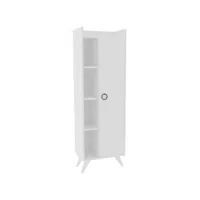colonne de salle de bain 1 porte 3 etagères bois blanc vima 50 cm