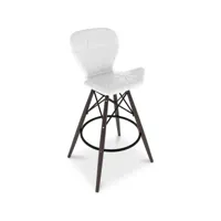 chaise de bar design scandinave avec pieds en bois sombre - laila  blanc