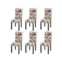 lot de 6 chaises de salle à manger cuisine design rétro tissu multicolore cds022656