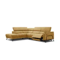 canapé d'angle gauche roden 5 places avec un relax électrique tissu doré