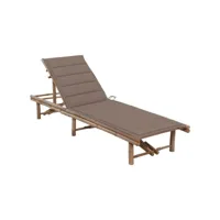 transat chaise longue bain de soleil lit de jardin terrasse meuble d'extérieur avec coussin bambou helloshop26 02_0012299