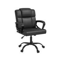 chaise de bureau ergonomique - hauteur réglable, pivotante 360° - accoudoirs rembourrés - acier synthétique noir