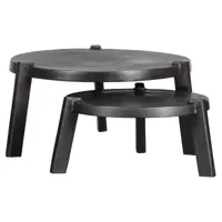 table basse salon ronde - lot de 2 tables d'appoint - métallique burly coloris noir