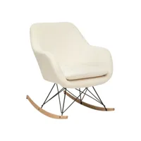 rocking-chair en velours coloris blanc - longueur 65  x profondeur 80 x hauteur 83  cm