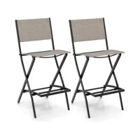 giantex 2 chaises pliantes jardin avec dossier et repose-pied adapté-46 x 57 x 102 cm charge 150kg café