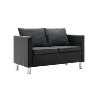 canapé à 2 places，canapé convertible，banquette sofa pour salon simili-cuir noir et gris foncé cniw753158