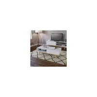 home table basse scandinave blanc satine avec pieds bois tilleul massif - l 120 x l 60 cm 58109