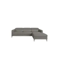 canapé d'angle en cuir gris avec relax