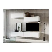 meuble tv mural blanc koza l 268cm - 4 pièces