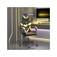 chaise de jeu pivotante et repose-pied noir et doré similicuir