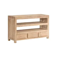 meuble tv  banc tv armoire de rangement bois d'acacia massif 90 x 30 x 55 cm marron clair meuble pro frco52025
