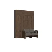 armoire lit escamotable vertical 120 kentaro sofa avec colonne et élements hauts noyer