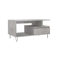 table de salon gris béton 90x49x45 cm bois d'ingénierie
