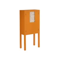 lazie - meuble 2 portes coloris orange et motif floral