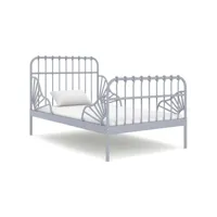 lit adulte  cadre de lit  facile à monter pour adultes, adolescents, enfants extensible gris métal 80x130，200 cm ves694025