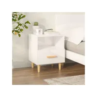 table de chevet table d'appoint  table de nuit blanc brillant 40x35x47 cm - meuble pro frco84745