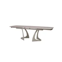 table extensible 180 à 260 cm en céramique gris pieds taupe - valmont