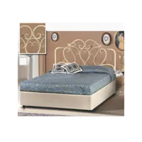 lit double avec tête de lit en fer et bac en ivoire 172x202xh.140 cm