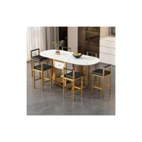 ensemble de table et chaises - lot de 6 chaises de salle à manger pour la famille -  noir et or  moselota