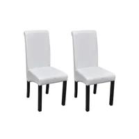 lot de deux chaises de salle à manger cuir synthétique blanc helloshop26 1902202par2
