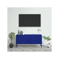 meuble tv，meuble de rangement，banc tv bleu marine 105x35x50 cm acier cmwi761798