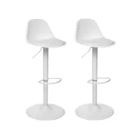 lot de 2 chaises de bar aiko en polypropylène ajustable - blanc