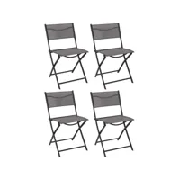 chaise de jardin pliable en acier elba (lot de 4) gris
